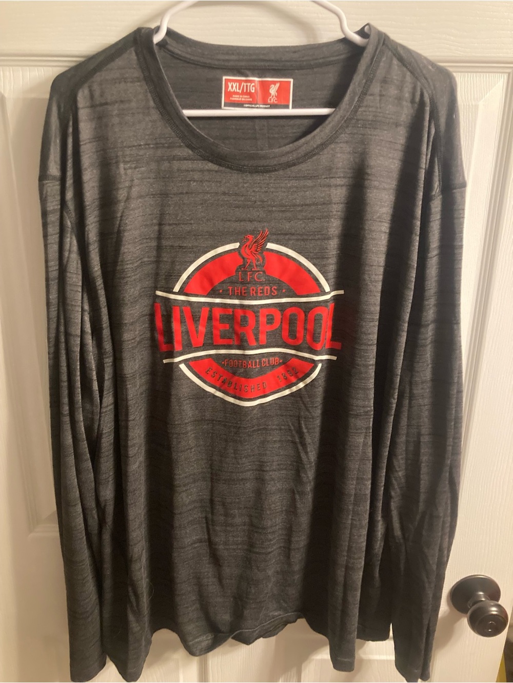 Liverpool Long Sleeve Tee - Charcoal Gray with Red Logo